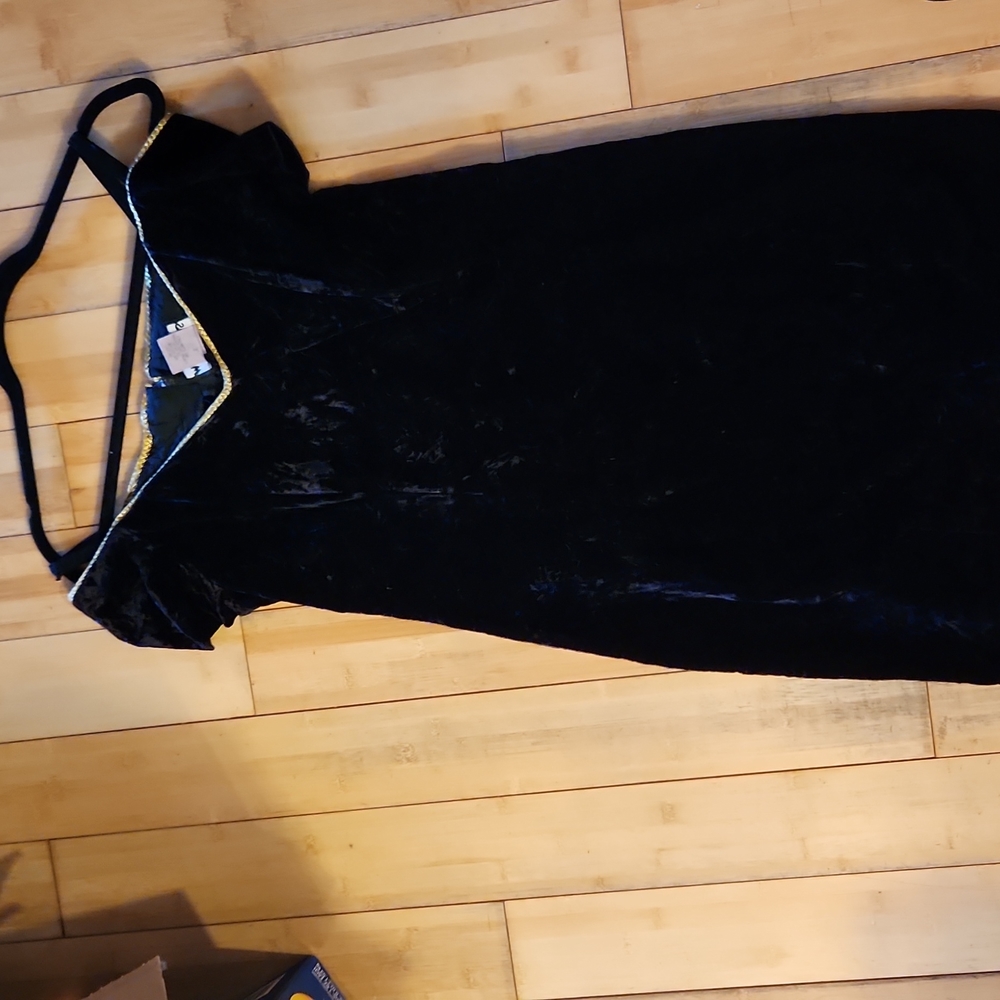 Black velvet dress with gold brogade